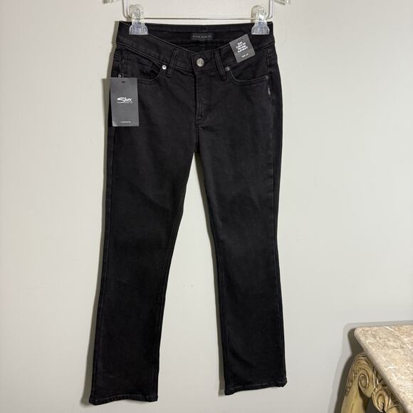 Silver Jeans Suki Mid Rise Curvy Fit Slim Bootcut Jeans 26/31 Black Washed New - Picture 7 of 7